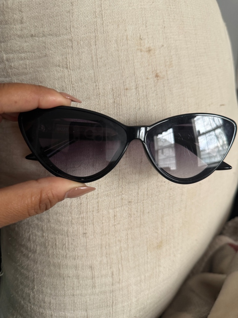 Quay Australia Black Oversized Cat-Eye Sunglasses